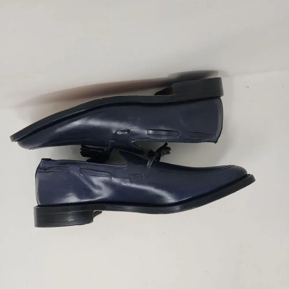 Allen Edmonds Grayson Shoes Mens Size 8 Blue Tassel Loafers Leather Dress Formal